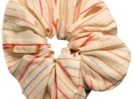 Scrunchie silver pink striped