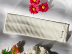 Stretch jersey headband  white ribbed jersey