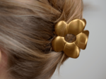 Large Flower Hair Clip lacquered gold