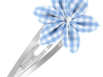 Star flower hairclip sky blue gingham