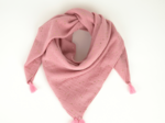 Small pom pom scarf gaze pois or rose thé