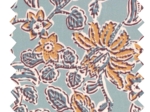 1 m fabric coupon ex2400 ice blue and ocre indian flower