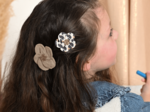 Flower petal hair slide small  copper linen