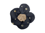Mini Flower petal hair slide gaze pois or marine