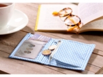 Compact wallet sky blue gingham