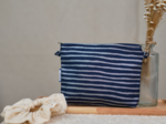 Tiny coton clutch bag striped silver dark blue