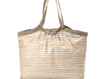 Pleated tote bag - Medium size rayé or blanc