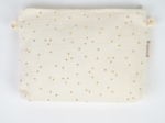 Coton clutch bag gaze pois or écru