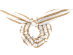 Bunny ear Scrunchie rayé or blanc