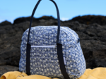 Bowling bag  navy embroidered gingham