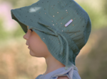Sun hat adjustable-size T2 almond green with golden dots gauze