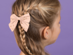 Bow tie hair slide gaze pois or rose