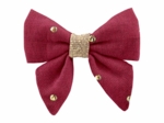 Mini bow tie clip gaze pois or grenat