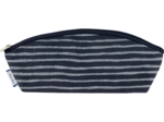 Pencil case striped silver dark blue