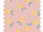 Cotton fabric pink yellow citrus