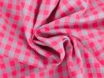 Cotton fabric ex2427 neon pink seersucker gingham