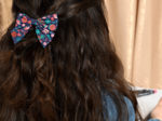 Bow tie hair slide huppette fleurie