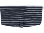 Flap of shoulder bag striped silver dark blue