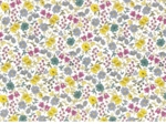 Coated fabric yellow grey flowers