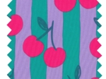 Cotton fabric ex2643 turquoise lilac striped cherries