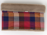 Adult Fur scarf snood ruby lurex tartan