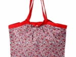 Pleated tote bag - Medium size rouge corolle