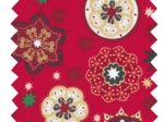 Cotton fabric ex2654 gold red christmas mandala