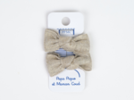 Small bows hair clips  glitter linen