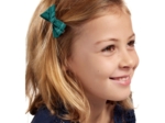 Ribbon bow hair slide emerald green