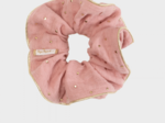 Large Piping Scrunchie gaze pois or rose thé