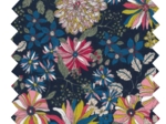 Cotton fabric pink blue dalhia