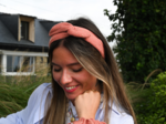 Wire headband retro gaze pois or rose blush