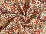 Jersey fabric rust flowers ribbed jersey