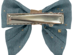 Mini bow tie clip gaze pois or bleu gris