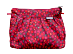 Pleated clutch bag pompons cerise