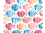 Cotton fabric ex2334 blue orange striped fish