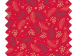 Cotton fabric ex2557 christmas mini holly foliage red gold