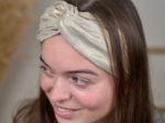 crossed headband  glitter linen