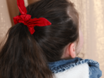 Bunny ear Scrunchie red