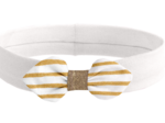 Jersey knit baby headband rayé or blanc