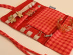 Jewelry pouch coral red gingham
