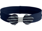 Jersey knit baby headband striped silver dark blue
