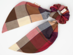 Short tail scrunchie ruby lurex tartan
