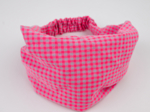 Headscarf headband- child size neon pink gingham