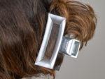 Large Rectangular Hair Clip satin silver