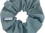 Scrunchie gaze pois or bleu gris