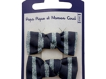Small bows hair clips striped silver dark blue