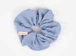 Scrunchie gaze pois or bleu baltique
