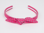 bow headband neon pink gingham