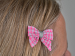 Mini bow tie clip neon pink gingham